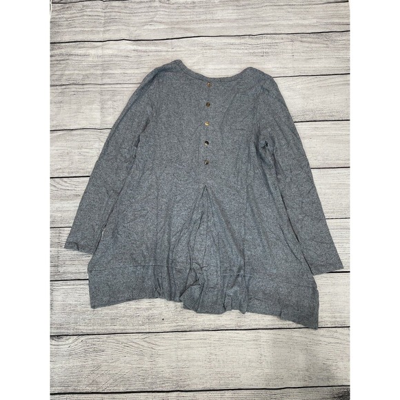 Coin 1804 Sweater Womens Small NWT Heather Gray with layered look shirt tail R7 - Picture 2 of 7